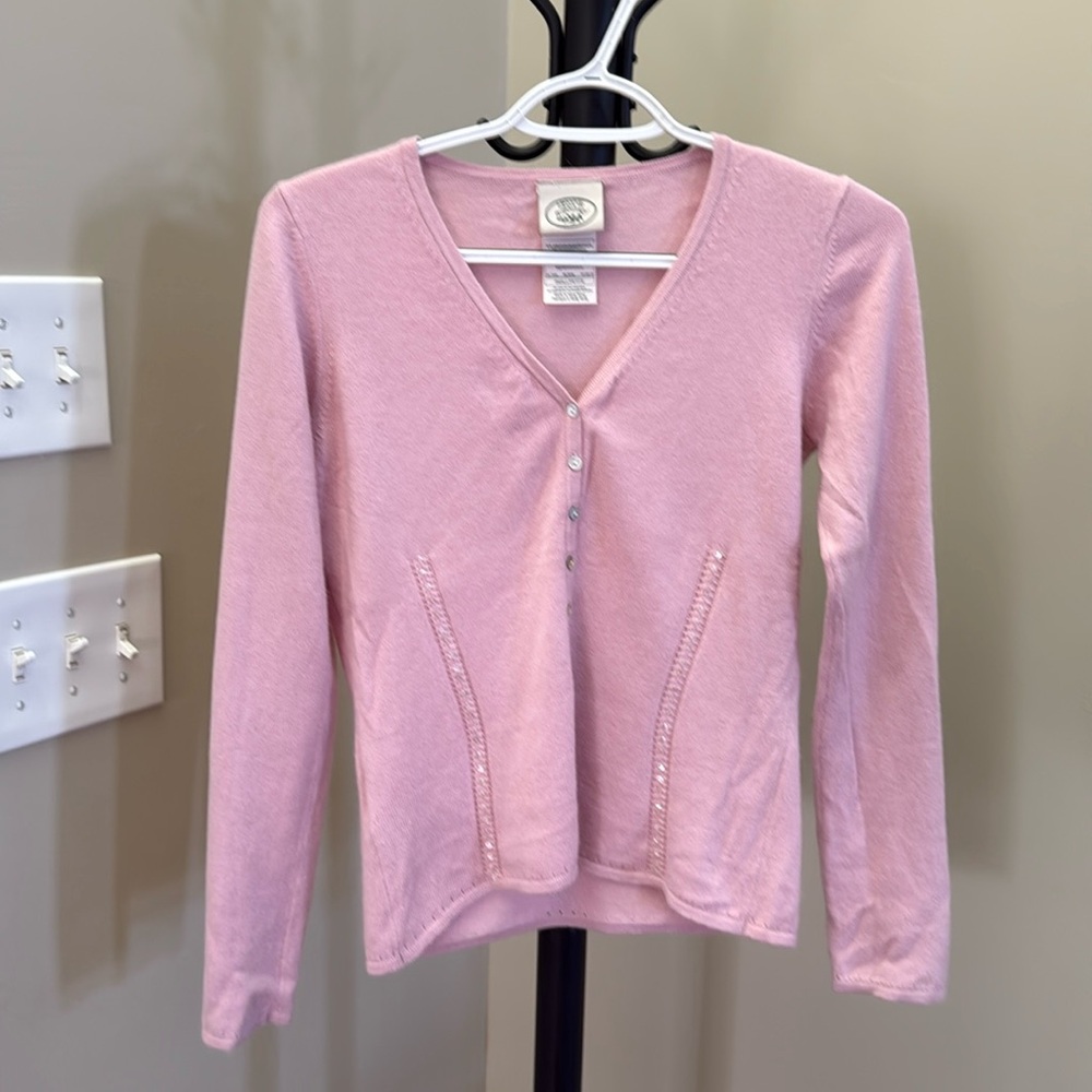 Laura Ashley Vintage Pink V-Neck Cardigan